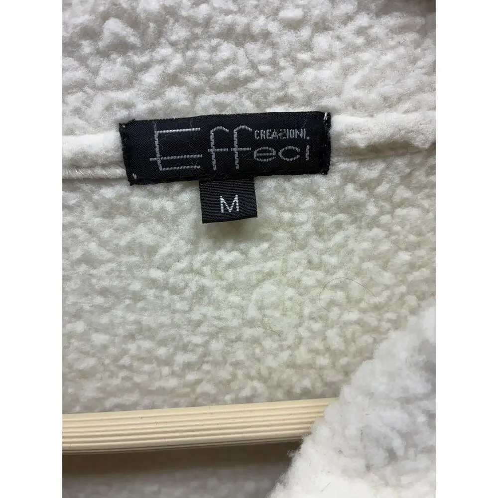 Effeci Collection Sherpa Fleece Jacket Beige Button Front Cozy Winter Coat